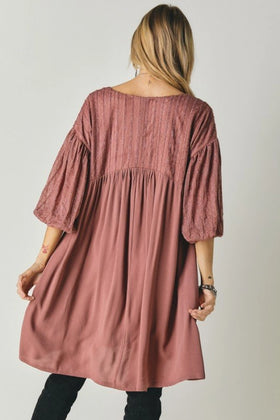 SOLID V NECK SHORT SLEEVE MINI DRESS