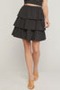 Textured ruffle tiered mini skirt featuring elastic waistband