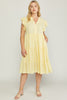 SOLID V NECK TIERED MIDI DRESSS