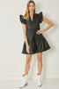 Faux leather tiered mini dress