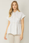 Denim Button Up Collared SS Babydoll