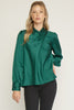 Satin cross front neck long sleeve top