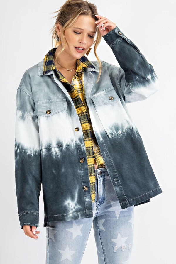TIE DYE WASHED LOOSE FIT SHIRT JACKET