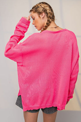 LS KNITTED SOLID SWEATER