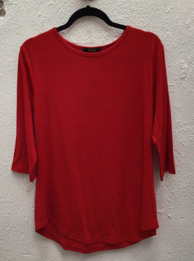 L&B Basic Scoop Neck Tee Top 3/4 Sleeves