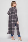 Charcoal/Black Plaid Long Cardigan